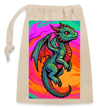 dragon - Closable cotton gift bag (14x20cm) - nature - Front