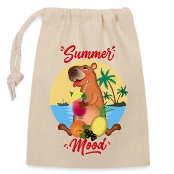 Capybara on Vacation - Closable cotton gift bag (14x20cm) - nature - Front