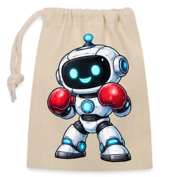 Boxen Roboter Boxer - Verschließbarer Geschenkbeutel aus Baumwolle (14x20cm) - Natur - Vorne