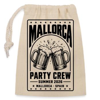 Mallorca 2026 Party Crew Summer Malle 2026 - Verschließbarer Geschenkbeutel aus Baumwolle (14x20cm) - Natur - Vorne