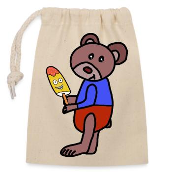 Bär Teddy  Eiskrem  Eis Kind - Closable cotton gift bag (14x20cm) - nature - Front