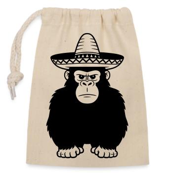 Gorilla-Sombrero - Verschließbarer Geschenkbeutel aus Baumwolle (14x20cm) - Natur - Vorne