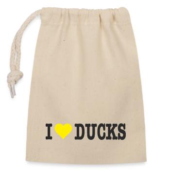 J’aime les canards - Sac cadeau en coton avec cordon (14 x 20 cm) - nature - Devant