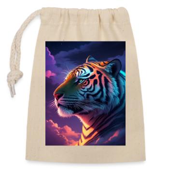 Tigre technicolor - Sac cadeau en coton avec cordon (14 x 20 cm) - nature - Devant