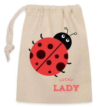Playful Ladybug for gifts and clothing - Closable cotton gift bag (14x20cm) - nature - Front