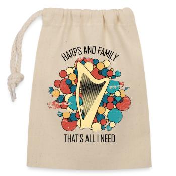 Harfe Geschenk Musikinstrument Musiker Zupfen - Verschließbarer Geschenkbeutel aus Baumwolle (14x20cm) - Natur - Vorne