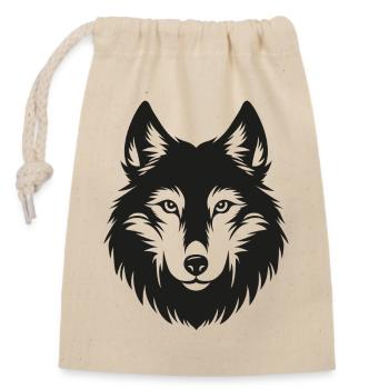 Wolf - Verschließbarer Geschenkbeutel aus Baumwolle (14x20cm) - Natur - Vorne