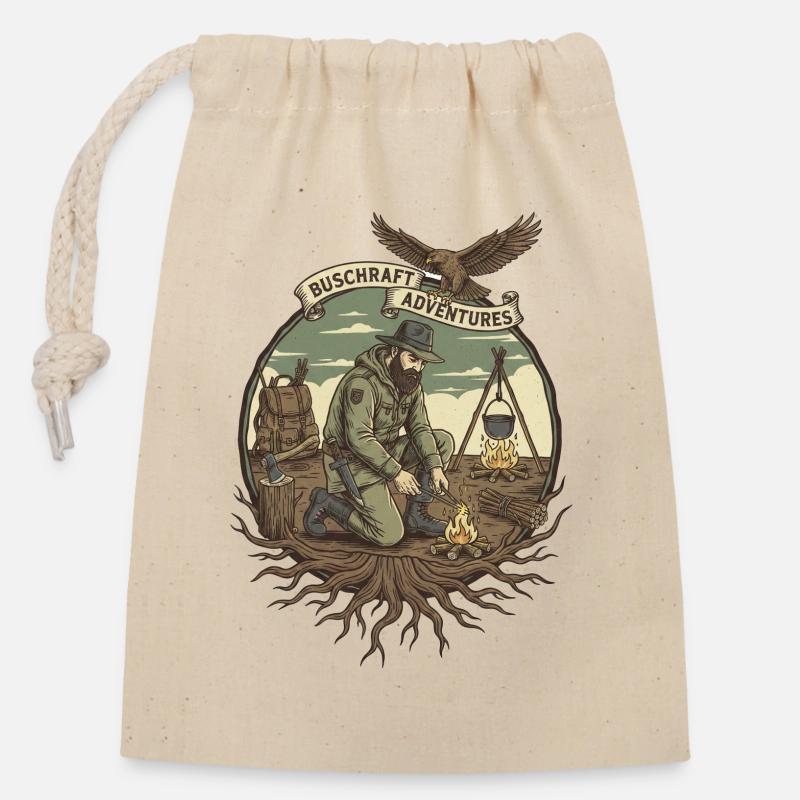 Bushcrafting - Closable cotton gift bag (14x20cm) - nature