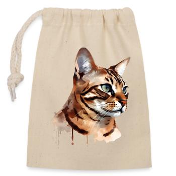 Cat Lover Bengal Cat - Closable cotton gift bag (14x20cm) - nature - Front