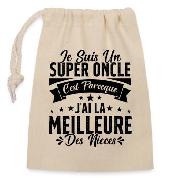 Un Super Oncle Cadeau Humour Nièce Tonton - Sac cadeau en coton avec cordon (14 x 20 cm) - nature - Devant