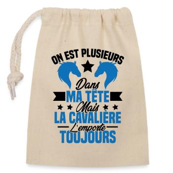 La Cavalière toujours Cadeau Humour Cheval - Sac cadeau en coton avec cordon (14 x 20 cm) - nature - Devant
