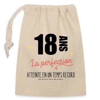 La perfection cadeau anniversaire 18 ans humour - Sac cadeau en coton avec cordon (14 x 20 cm) - nature - Devant
