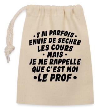 Professeur - Enseignant - Je Suis Professeur - Sac cadeau en coton avec cordon (14 x 20 cm) - nature - Devant
