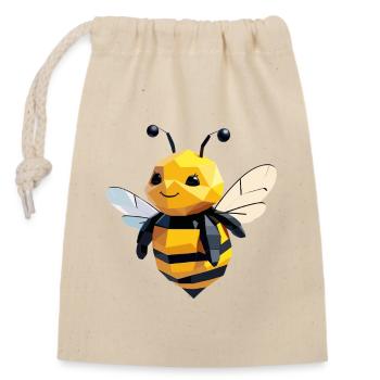 Mignon design polygone bourdon - Sac cadeau en coton avec cordon (14 x 20 cm) - nature - Devant
