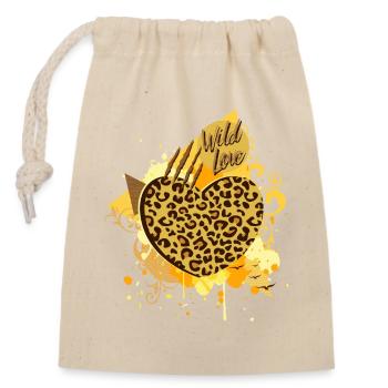 Wild Love (heart) 01 - Closable cotton gift bag (14x20cm) - nature - Front