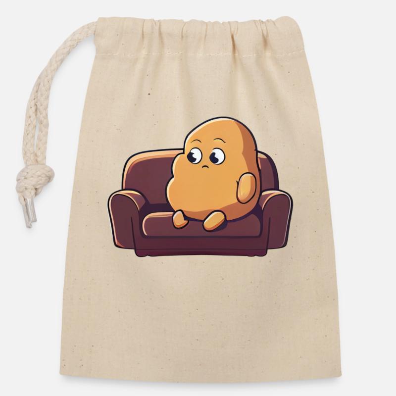 Couch potato - Closable cotton gift bag (14x20cm) - nature