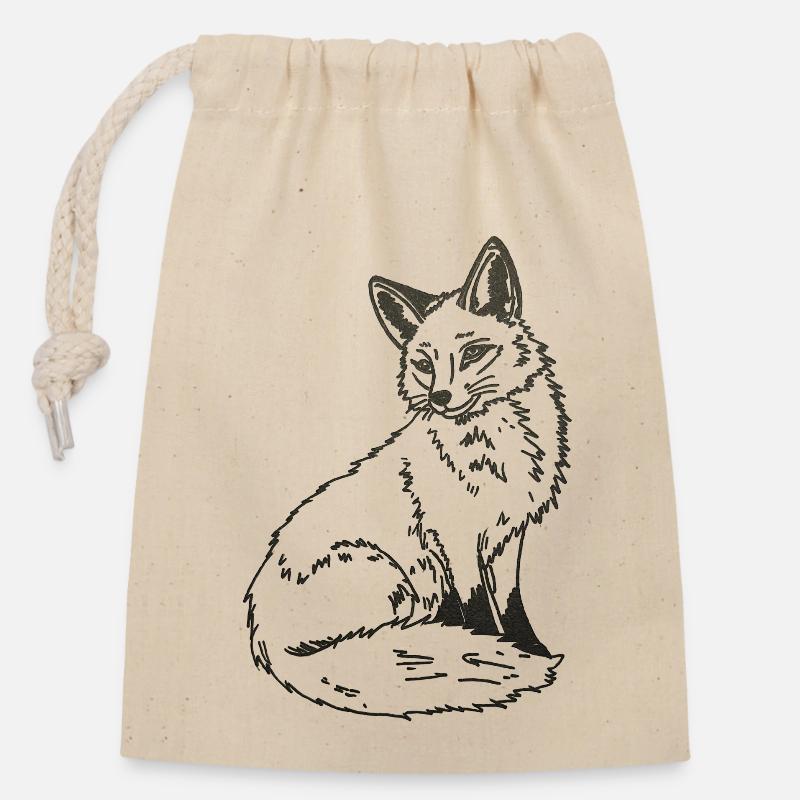 Fuchs - Verschließbarer Geschenkbeutel aus Baumwolle (14x20cm) - Natur