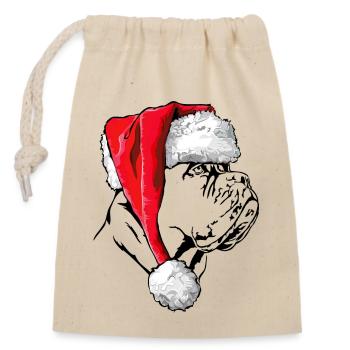 Santa Bordeauxdogge Weihnachten Hunde Wilsigns - Verschließbarer Geschenkbeutel aus Baumwolle (14x20cm) - Natur - Vorne