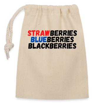 Erdbeeren, Heidelbeeren, Brombeeren - Verschließbarer Geschenkbeutel aus Baumwolle (14x20cm) - Natur - Vorne