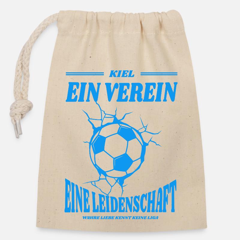 Kiel Fußball Spruch Geschenk - Verschließbarer Geschenkbeutel aus Baumwolle (14x20cm) - Natur