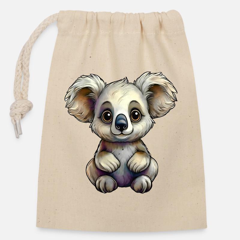 Winziger Koala - Verschließbarer Geschenkbeutel aus Baumwolle (14x20cm) - Natur