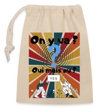 on y va? - Sac cadeau en coton avec cordon (14 x 20 cm) - nature - Devant