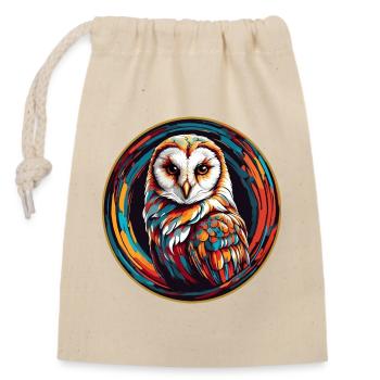 Colorful portrait of a barn owl - Closable cotton gift bag (14x20cm) - nature - Front