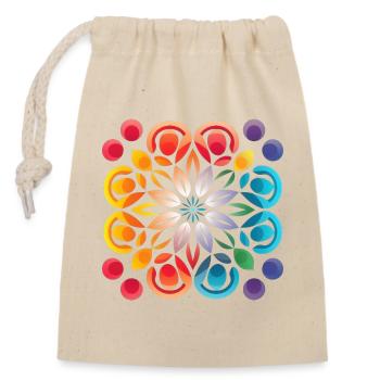 Bunte Blumenpracht: Abstraktes Flower-Art-Design - Verschließbarer Geschenkbeutel aus Baumwolle (14x20cm) - Natur - Vorne
