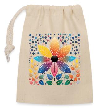 Blumenkunst bunte Flower-Art-Grafik in Dot Art - Verschließbarer Geschenkbeutel aus Baumwolle (14x20cm) - Natur - Vorne