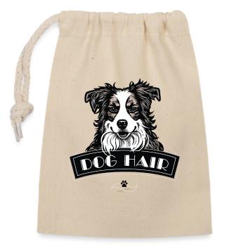 dog hair - Closable cotton gift bag (14x20cm) - nature - Front