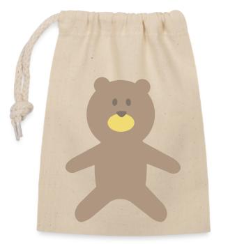 Plush bear - Closable cotton gift bag (14x20cm) - nature - Front