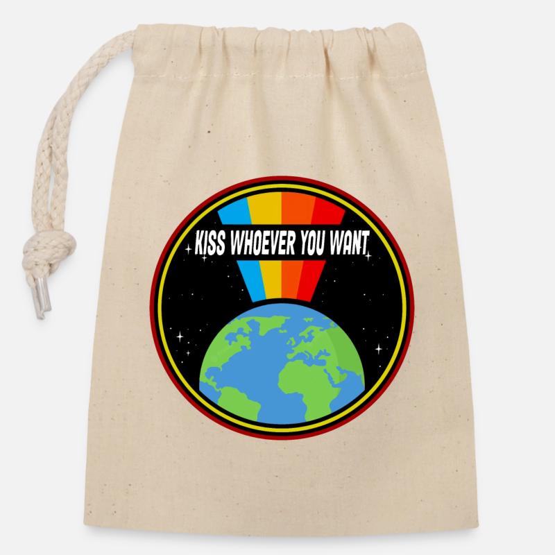 Rainbow Kiss Graphic - Closable cotton gift bag (14x20cm) - nature