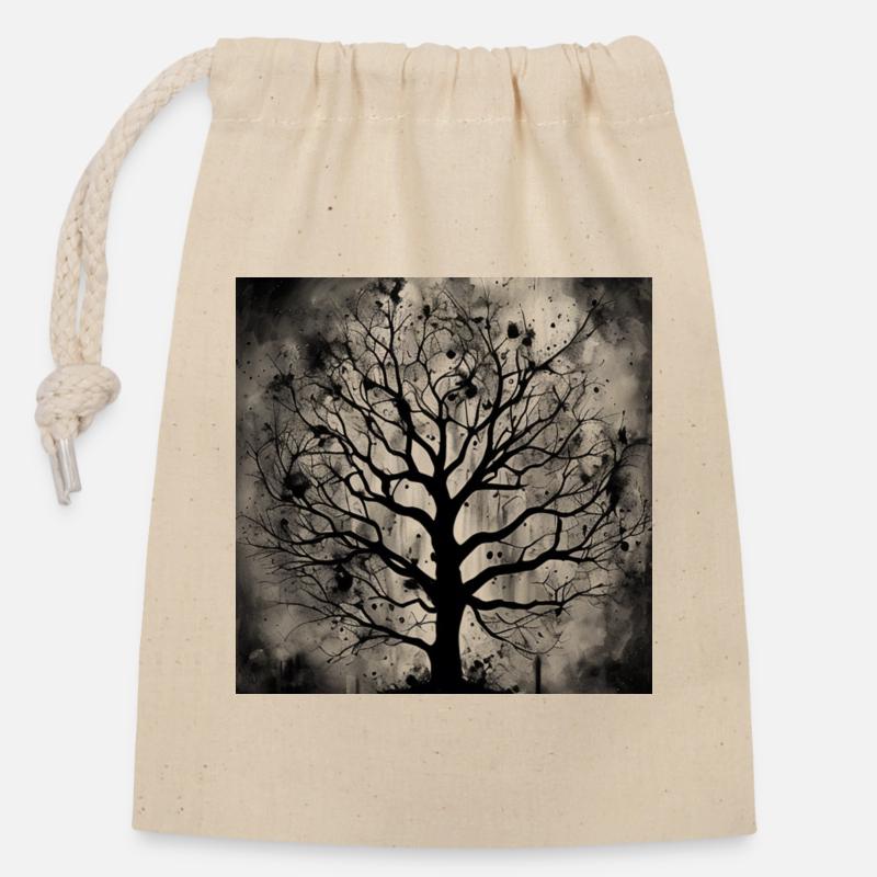 Encre d’arbre noir - Sac cadeau en coton avec cordon (14 x 20 cm) - nature