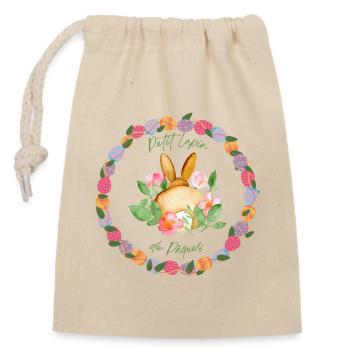 🌸🐇 Petit Lapin de Pâques 🐇🌸 - Sac cadeau en coton avec cordon (14 x 20 cm) - nature - Devant
