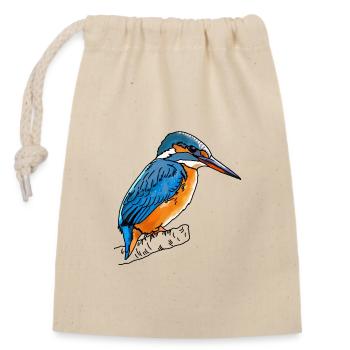 Martin-pêcheur - Sac cadeau en coton avec cordon (14 x 20 cm) - nature - Devant
