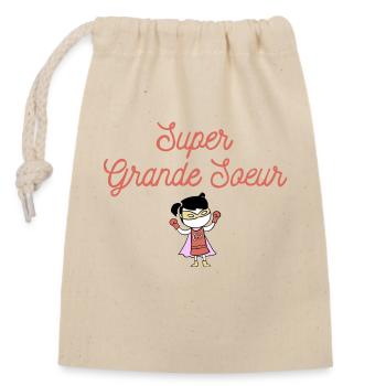 SUPER GRANDE SOEUR - Sac cadeau en coton avec cordon (14 x 20 cm) - nature - Devant