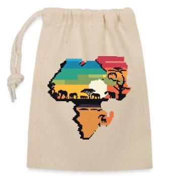 L’Afrique en pixels - Sac cadeau en coton avec cordon (14 x 20 cm) - nature - Devant