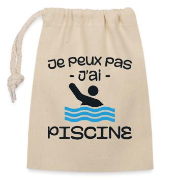 Je Peux Pas J'ai Piscine - Sac cadeau en coton avec cordon (14 x 20 cm) - nature - Devant