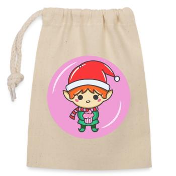 Christmas Elf - Closable cotton gift bag (14x20cm) - nature - Front