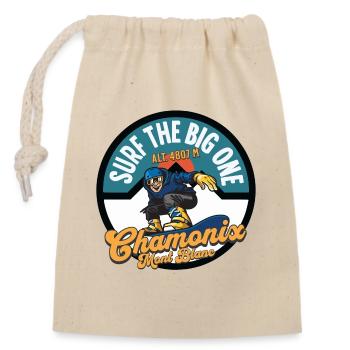 Surf the big one Chamonix Mont Blanc - Sac cadeau en coton avec cordon (14 x 20 cm) - nature - Devant