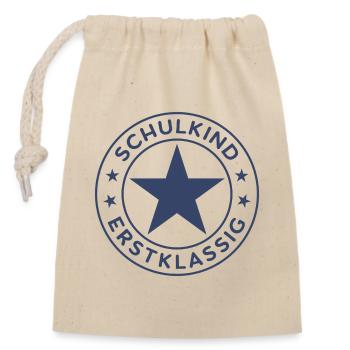 Schulkind Erstklassig 2026 Einschulung Schulanfang - Verschließbarer Geschenkbeutel aus Baumwolle (14x20cm) - Natur - Vorne