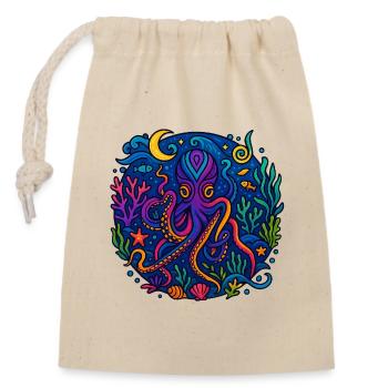 Magie de la pieuvre - Océan de fantaisie - Sac cadeau en coton avec cordon (14 x 20 cm) - nature - Devant