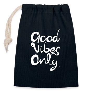 Ondes positives, message positif et optimiste - Sac cadeau en coton avec cordon (14 x 20 cm) - bleu marine - Devant