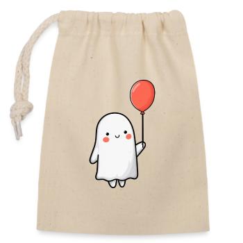 Ghost and Balloon - Closable cotton gift bag (14x20cm) - nature - Front
