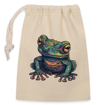 Trippy Frog - Psychedelic Motif - Closable cotton gift bag (14x20cm) - nature - Front