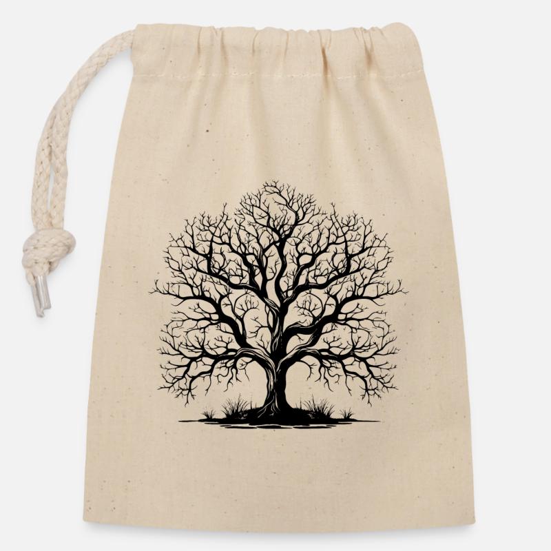 Tree without leaves - Closable cotton gift bag (14x20cm) - nature