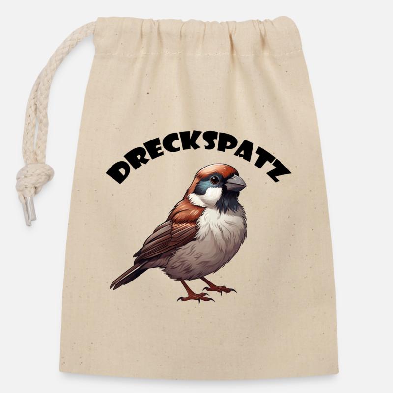 Dirty sparrow - Closable cotton gift bag (14x20cm) - nature