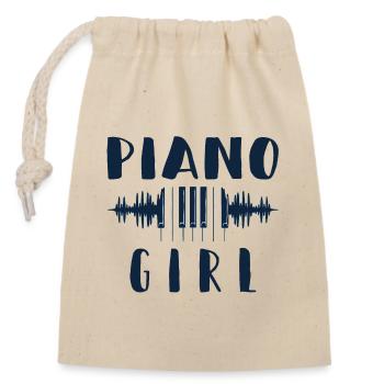 Piano Girl - Klavier Spielerin - Musik - Verschließbarer Geschenkbeutel aus Baumwolle (14x20cm) - Natur - Vorne