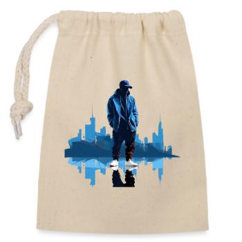 Rhythmic Expression Cool Cultural Rap Design - Closable cotton gift bag (14x20cm) - nature - Front