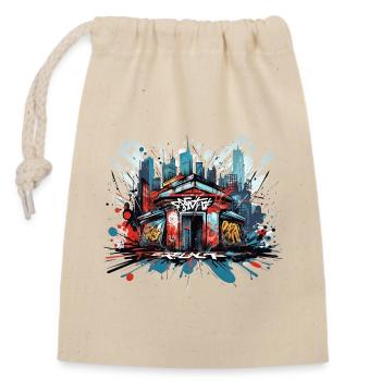 Elegance of the Day Cool Urban Graffiti Design - Closable cotton gift bag (14x20cm) - nature - Front